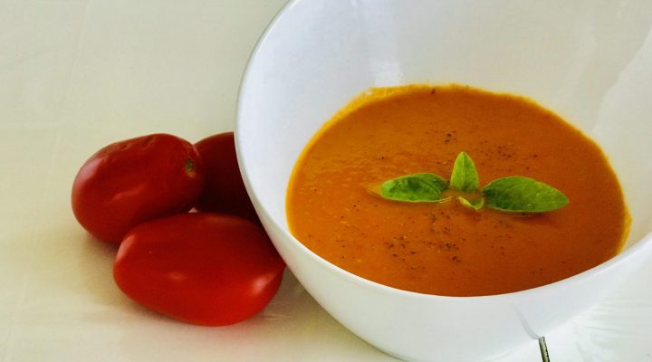 Vegan roasted tomato and carrot bisque soup