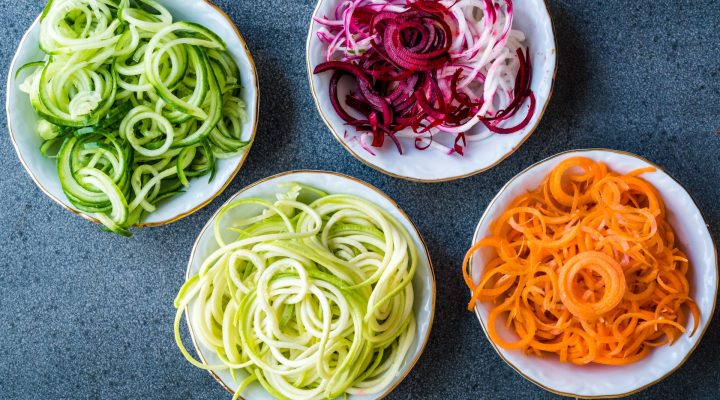 Spiralized Vegetables Noodle Carrot, Beetroot, Zucchini and Cucumber.