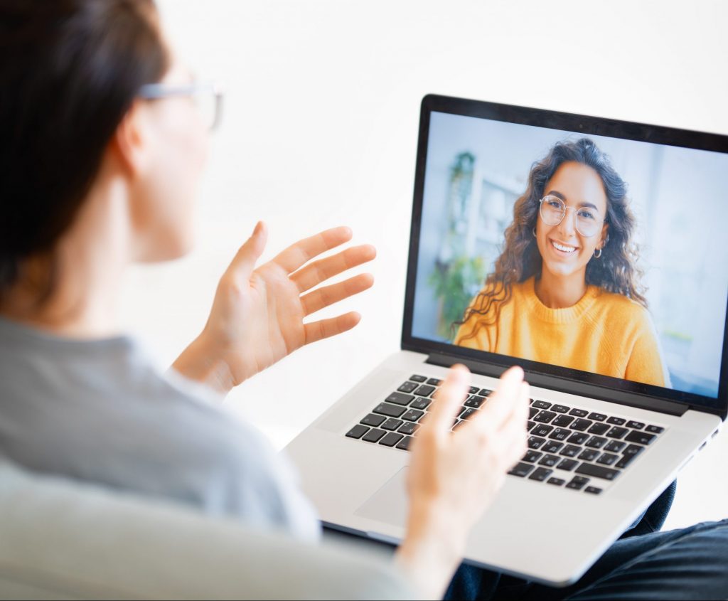Online nutrition counselling with two women communicating via video call