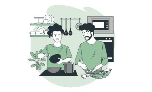 couples nutrition carousel cartoon